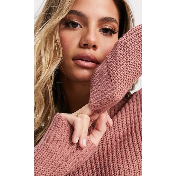 Missguided pink off shoulder chunky knit long sleeve sweater top S - Picture 3 of 15